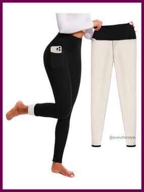 Thick Fleece Lined High Waisted Thermal Leggings Tummy Control Yoga Pants